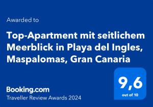 Top-Apartment in Apartamentos Danubio, 4 Etage, Poolblick und seitlicher Meerblick, Wohnzimmer und 1 Schlafzimmer, im Herzen von Playa del Inglés , Gran Canaria