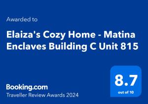 Elaizas Cozy Home - Matina Enclaves Building C Unit 815