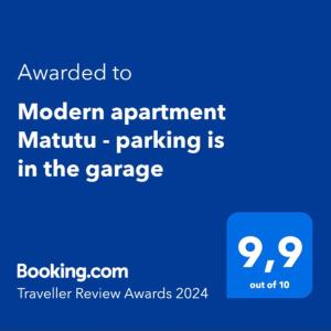 "Modern apartment Matutu" - parking is in the garage