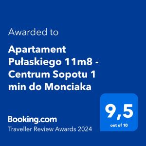 Apartament Pułaskiego 11m8 - Centrum Sopotu 1 min do Monciaka