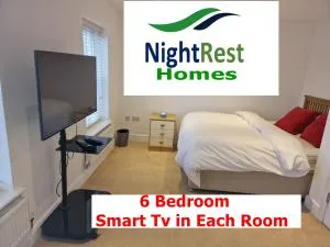 NightRest Homes Milton Keynes 6 Bedroom House- Smart TV In each Room - Parking - Wifi - 温斯洛