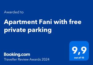 Apartment Fani with free private parking