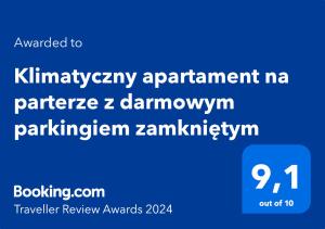 Klimatyczny apartament na parterze z darmowym parkingiem zamkniętym