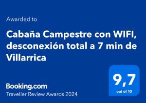 Cabaña Campestre con WIFI, desconexión total a 7 min de Villarrica