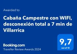 Cabaña Campestre con WIFI, desconexión total a 7 min de Villarrica - Huiscapi