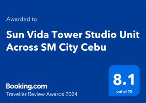 Sun Vida Tower Studio Unit Across SM City Cebu
