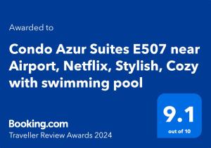 Condo Azur Suites E507 near Airport, Netflix, Stylish, Cozy with swimming pool