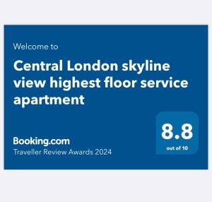 Central London skyline view highest floor service apartment