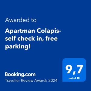 Apartman Colapis- self check in, free parking, premium location!