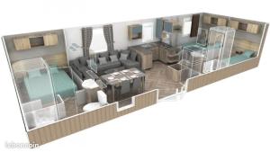 Campings DC - L'Amira 3ch, 2 SDB, 40m2, Confort et detente : Bungalow 3 Chambres