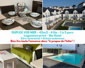 DUPLEX VUE MER - Plage 100m - Parking - 4 lits - hamam & sauna