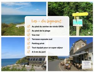 Appart avec grande terrasse vue mer -50m plage et du sentier de randonnée