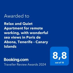 Relax and Quiet Apartment for remote working, with wonderful sea views in Poris de Abona, Tenerife - Canary Islands