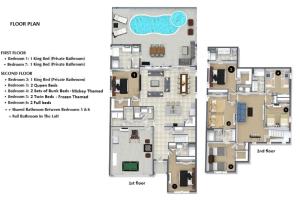 Solterra Resort Davenport FL Clubhouse Area - 7 Bedroom 6 Bath Home with Private Pool Spa - Lazy River 20 min from Disney