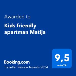 Kids friendly apartman Matija