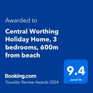 Central Worthing, 3 bedrooms, 600m from beach
