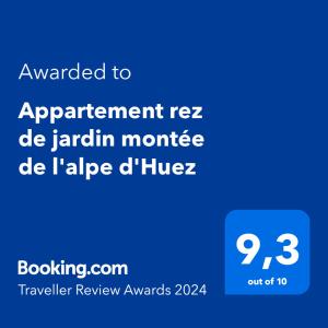 Appartement rez de jardin montée de lalpe dHuez