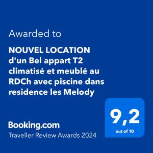 NOUVEL LOCATION dun Bel appart T2 climatisé et meublé au RDCh avec piscine dans residence les Melody