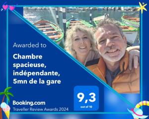 Chambre spacieuse, indépendante, 700m de la gare