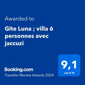 Gîte Luna ; villa 6 personnes avec jaccuzi