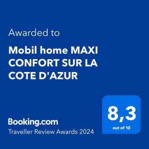 Mobil home MAXI CONFORT SUR LA COTE DAZUR