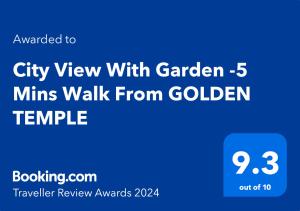 City View With Garden -5 Mins Walk From GOLDEN TEMPLE