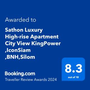 Sathon Luxury High-rise Apartment City View KingPower ,IconSiam ,BNH,Silom