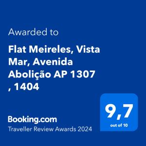 Flat Meireles, Vista Mar, Avenida Abolição AP 1307 , 1404