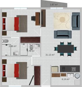 Riviera Home - New 2BR Condo w. big Pool & Jacuzzi