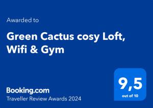 Green Cactus cosy Loft, Wifi & Gym