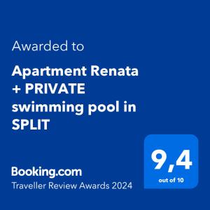 Apartment Renata + PRIVATE swimming pool in SPLIT 