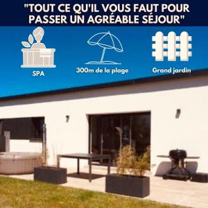 Maison cosy à 300m de la plage avec spa
