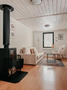 Luxurious red cottage with wood stove near lake - Lindshammar