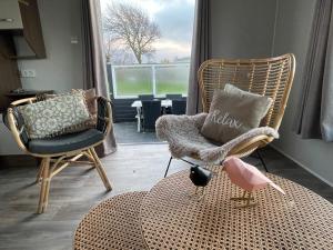 Neues, ruhiges Ferienhaus Nr 46 Chalet mit Meerblick 100 Meter zum Wattenmeer, komplett eingezäunt