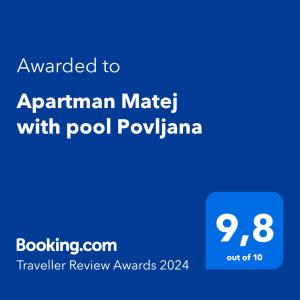 Apartman Matej with pool Povljana