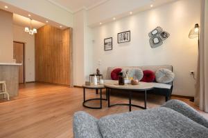 Contemporary apartment made of wood and stone.