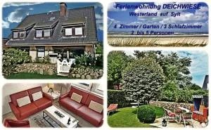 FERIENWOHNUNG DEICHWIESE SYLT-WESTERLAND 2-5 Personen-3 Schlafzimmer-Terrasse - Süderende