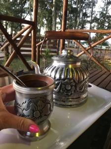 Cabaña frente a la laguna