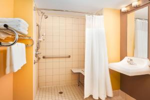 Queen Studio with Sofa Bed and Adapted Tub - Mobility and Hearing Accessible room in TownePlace Suites Houston Northwest