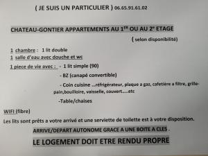 Appart simple entier 1 ch à ch-gontier 1er ou 2eme étage