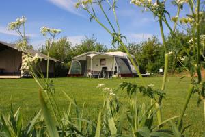 Caravan met wijds uitzicht