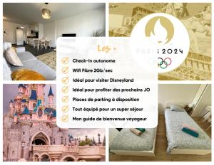 Appartements L-Ambre - T2 Lumineux - Parking, RER A, Disneyland : photos des chambres