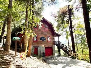 Red Dog Barn: See bison traverse in front of cabin - Crabtree