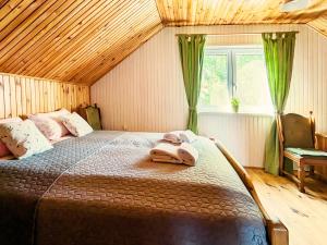 Różany Ogród - dom pod lasem, z widokiem na jezioro i kominkiem, rowery, łódka, rowerek wodny