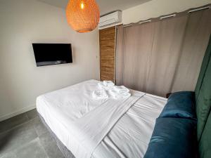 Appartements Porticcio Vacations - Terrasse, Piscine, Jacuzzi, Clim - by TGB : Appartement 1 Chambre avec Baignoire Spa