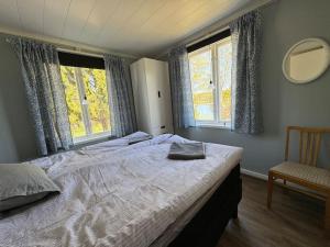 Majas Backe on a island with boat