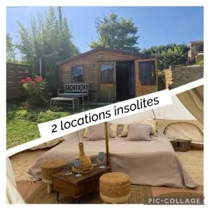 Locations insolites "vie en plein air" cabane et tipi Bastide Bellugue maison d'hôtes reseau Bienvenue à la ferme à 3 mn de lourmarin - 卡代纳