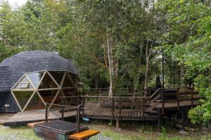 Hermoso domo para parejas, en bosque nativo + tinaja privada