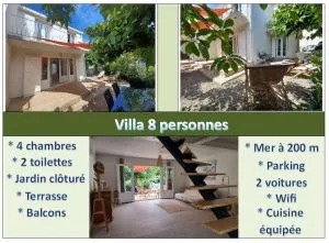 Villa 8 pers, 4 ch, jardin, clim 200m de la plage - Saint Pierre La Mer