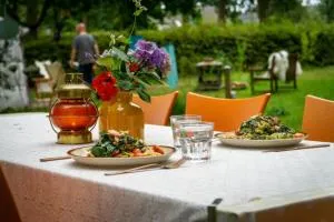 Het binnenerf yurt en keetjes - Punthorst